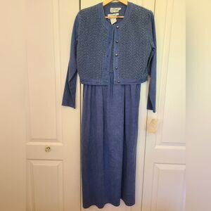 Vintage D. Frank 2 PC Sleeveless Denim  Tie Back Maxi Dress with Jacket Size 10